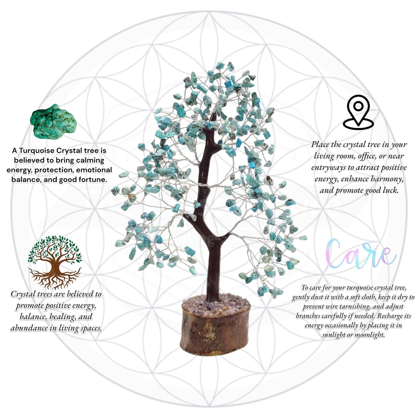 Turquoise Gemstone Bonsai Tree | Handcrafted Crystal Tree of Life | Healing Decor for Home & Office | Feng Shui Energy | Unique Gift | Gift