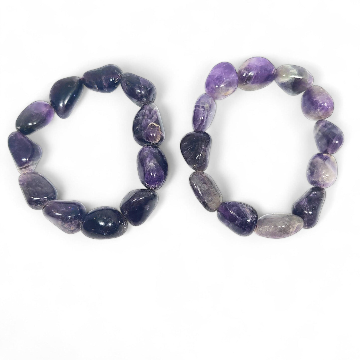 Amethyst Tumbled Stone Bracelet | Natural Purple Crystal Healing Jewelry | Adjustable Unisex Gemstone Bead Bracelet | Promotes Calmness