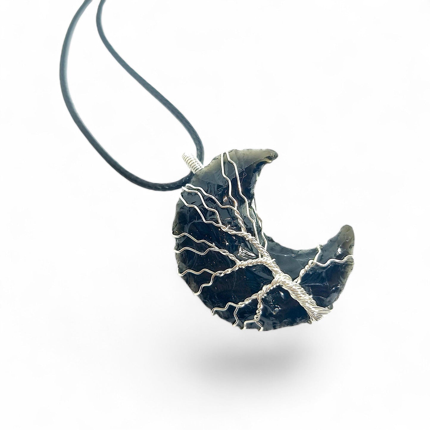 Black Obsidian Tree of Life Pendant | Wire Wrapped Crystal Necklace | Protection Amulet | Spiritual Jewelry | Handmade Gemstone Charm | Boho