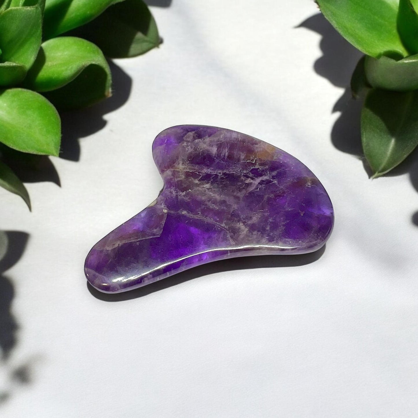 Amethyst Gua Sha Massage Stone | Natural Crystal Skincare Tool | Facial Relaxation