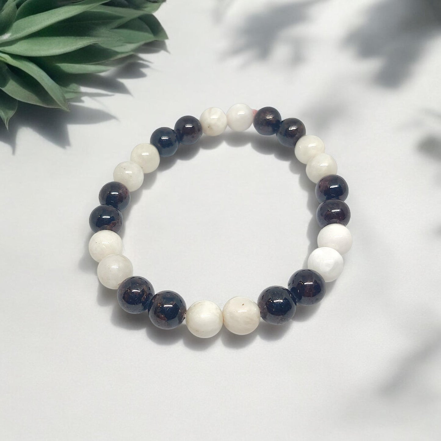 Red Garnet and Moonstone Bracelet | January Birthstone | Love & Intuition | Limited Edition | Healing Crystals