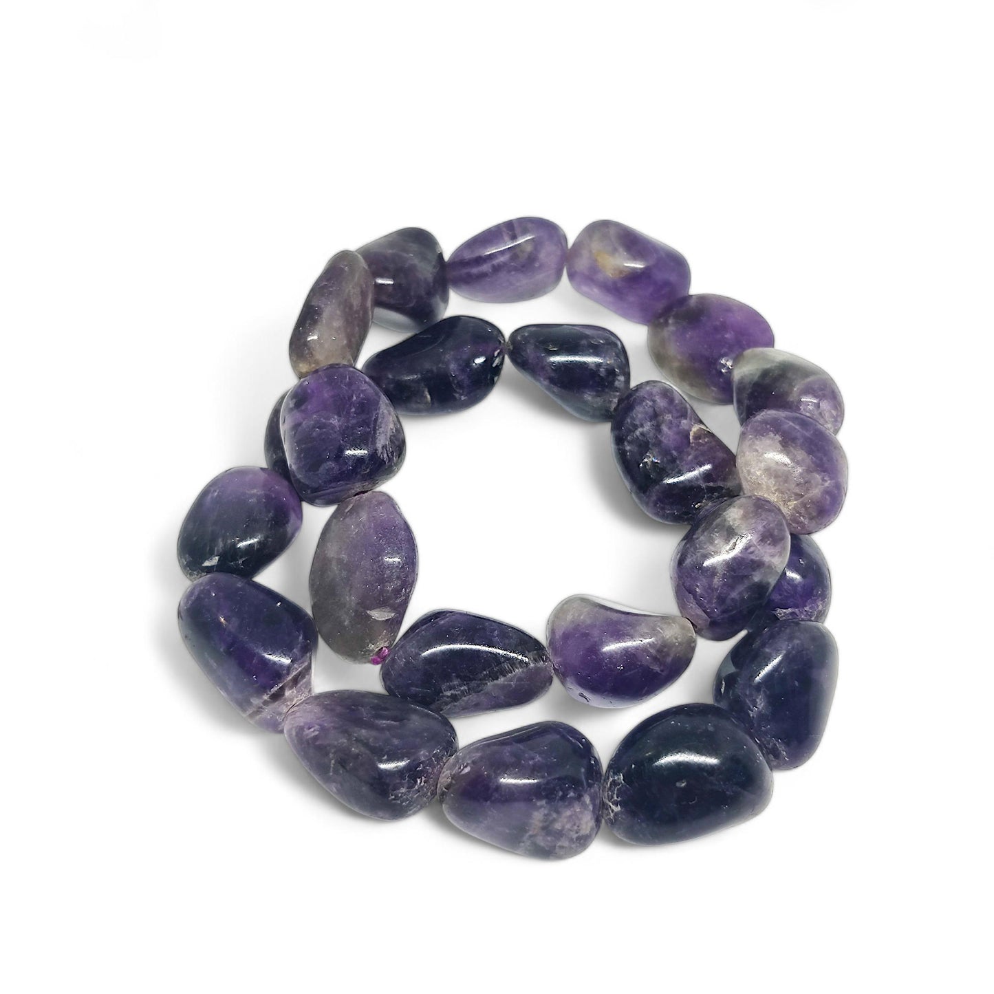 Amethyst Tumbled Stone Bracelet | Natural Purple Crystal Healing Jewelry | Adjustable Unisex Gemstone Bead Bracelet | Promotes Calmness