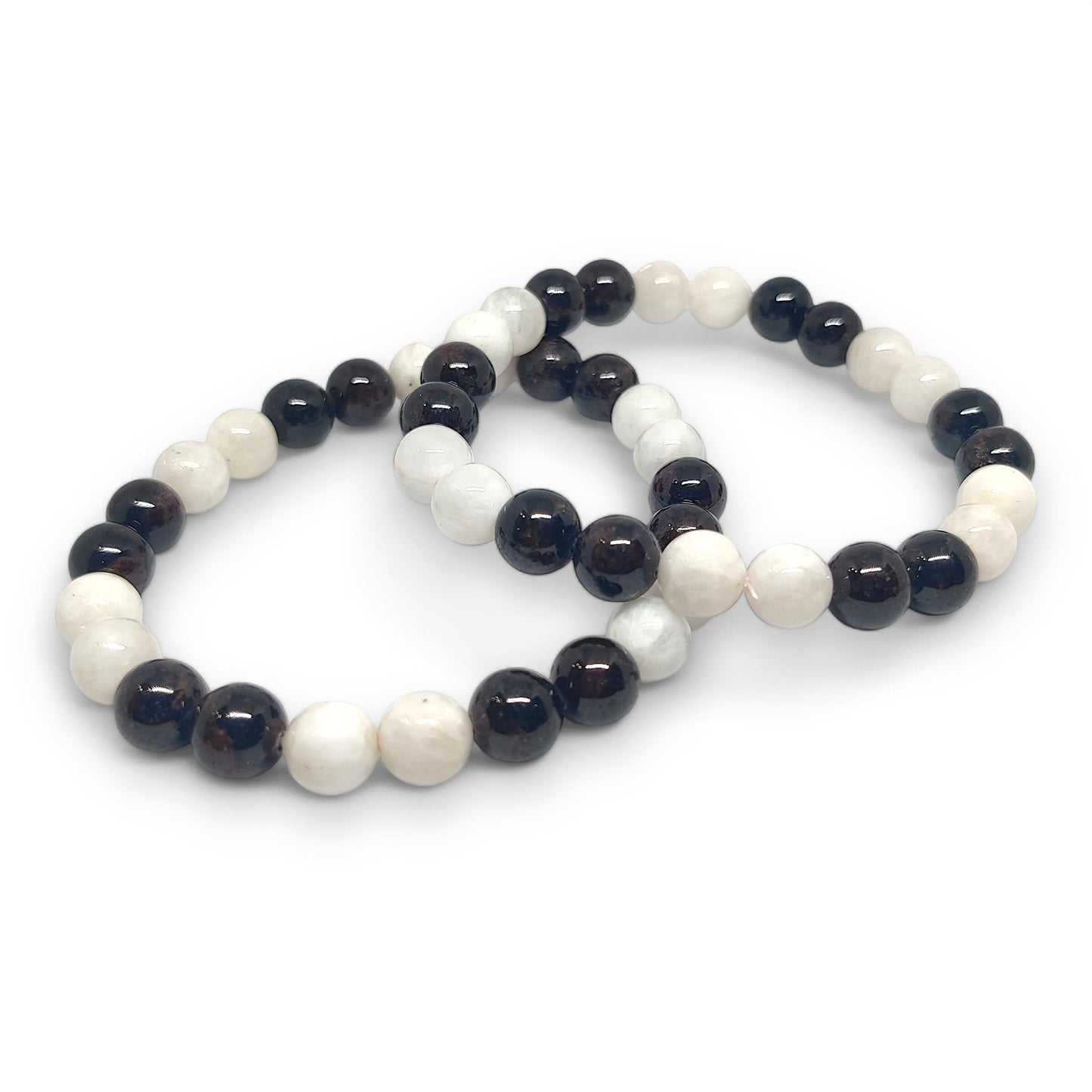 Red Garnet and Moonstone Bracelet | January Birthstone | Love & Intuition | Limited Edition | Healing Crystals