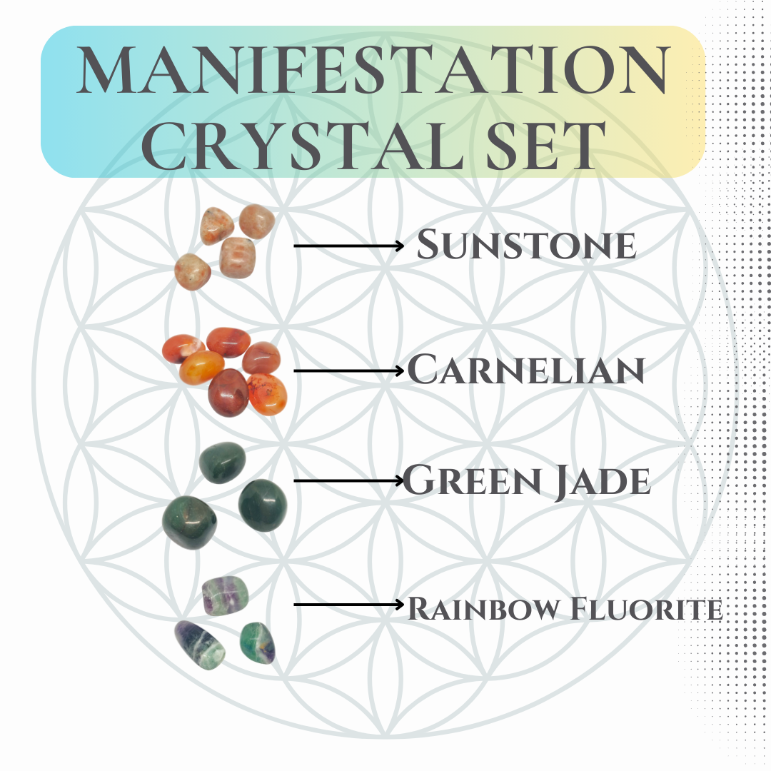 Powerful Manifestation Crystal Set | Law of Attraction Stones | Abundance & Success Kit | Intention Setting | Spiritual Growth Gift