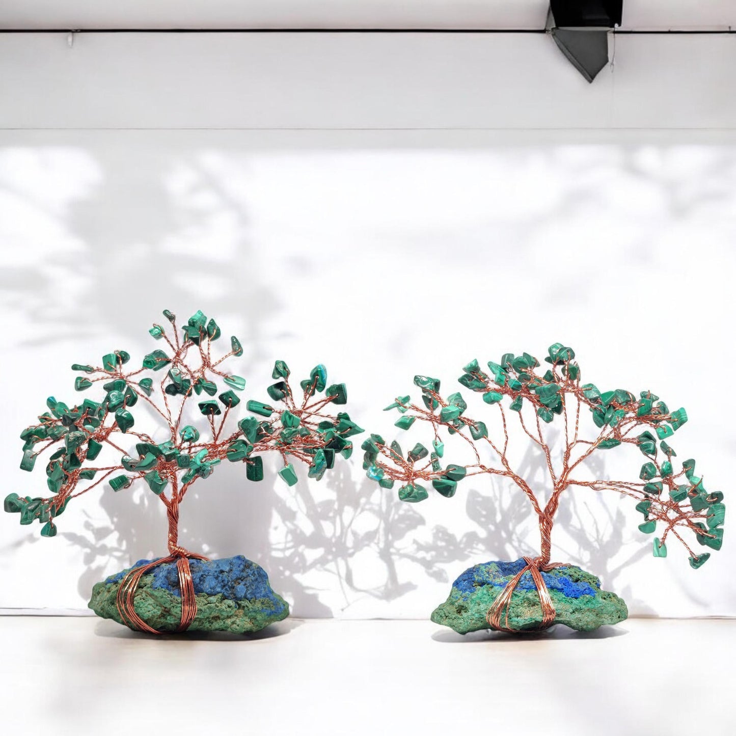 Malachite Crystal Stone Tree on Azurite Base, Healing Gemstone Decor, Prosperity & Transformation, Unique Gift, Home Decor, Valentines