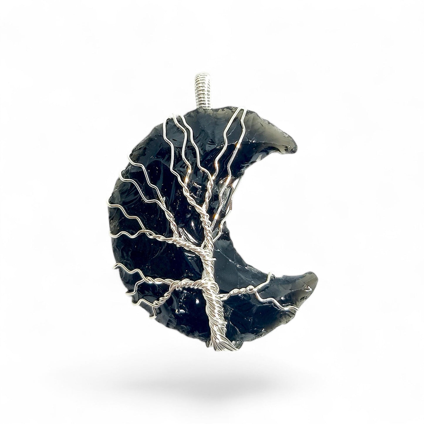 Black Obsidian Tree of Life Pendant | Wire Wrapped Crystal Necklace | Protection Amulet | Spiritual Jewelry | Handmade Gemstone Charm | Boho