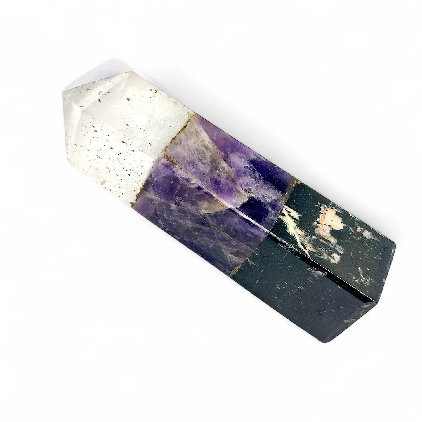 Ascension Crystal Tower, Clear Quartz Amethyst Black Tourmaline, Master Healer, Spiritual Protection, Grounding, Energy Cleansing, Gift