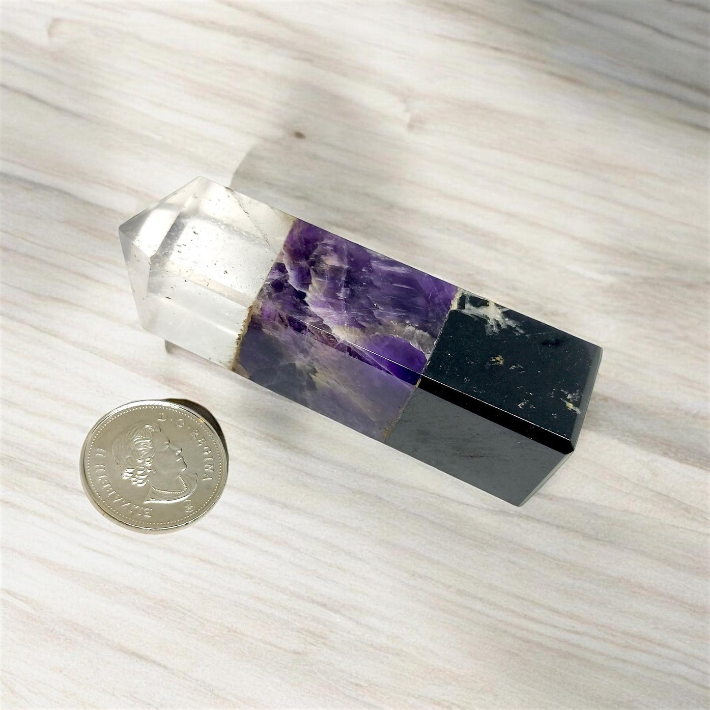 Ascension Crystal Tower, Clear Quartz Amethyst Black Tourmaline, Master Healer, Spiritual Protection, Grounding, Energy Cleansing, Gift