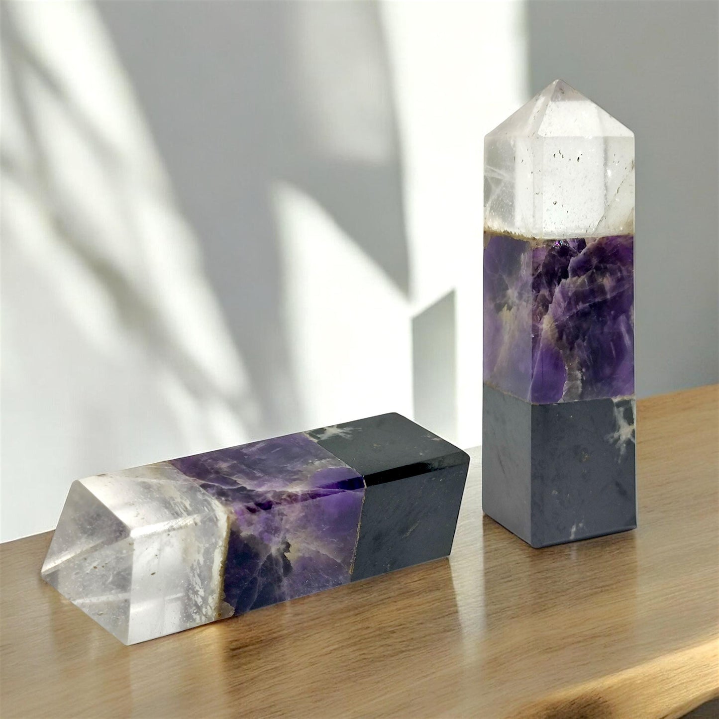 Ascension Crystal Tower, Clear Quartz Amethyst Black Tourmaline, Master Healer, Spiritual Protection, Grounding, Energy Cleansing, Gift