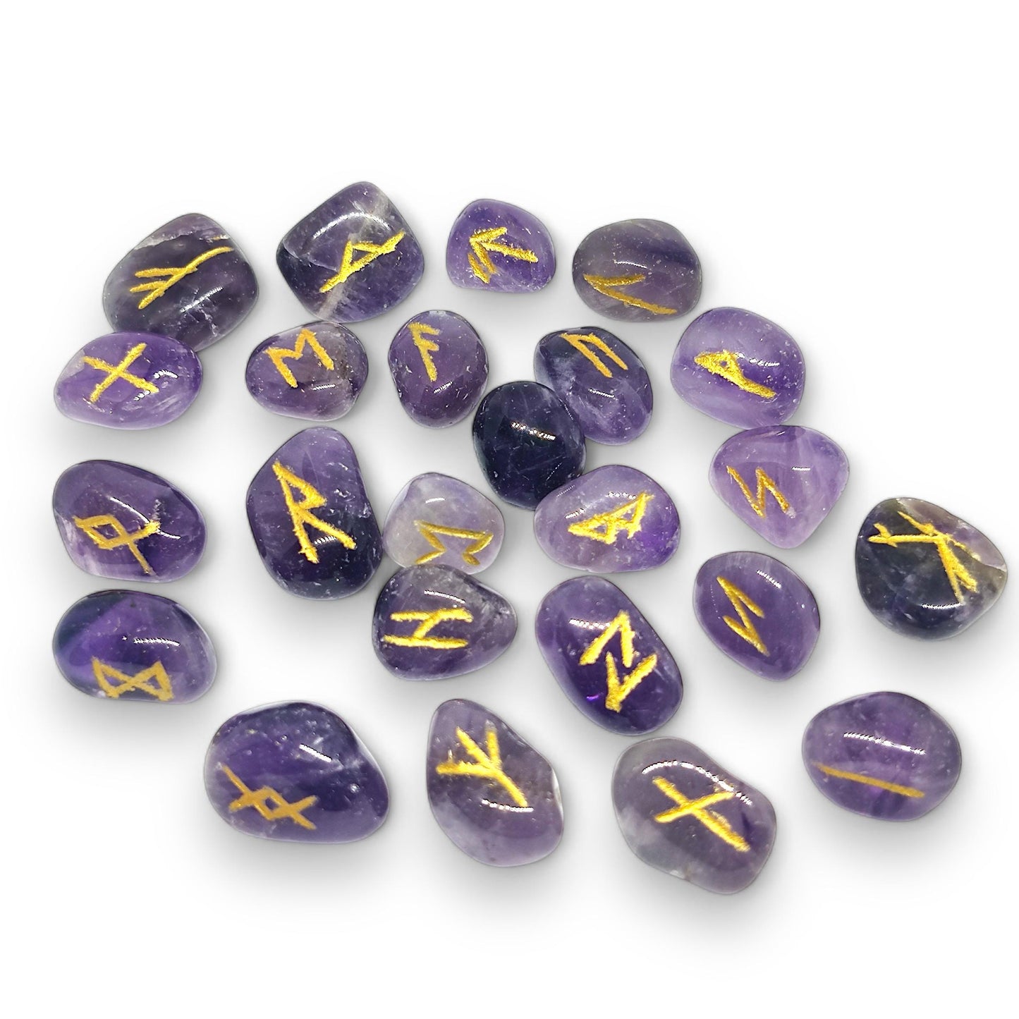 Amethyst Rune Stones Set | 25 Elder Futhark Runes | AAA Grade Crystal Divination Tools | Spiritual Gift