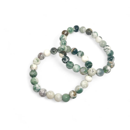 Tree Agate Bracelet | Natural Growth Stone | Inner Peace & Abundance | Adjustable Stretch Fit