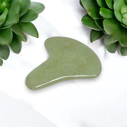 Green Aventurine Gua Sha | Natural Crystal Facial Massage Tool | Prosperity Stone Skincare