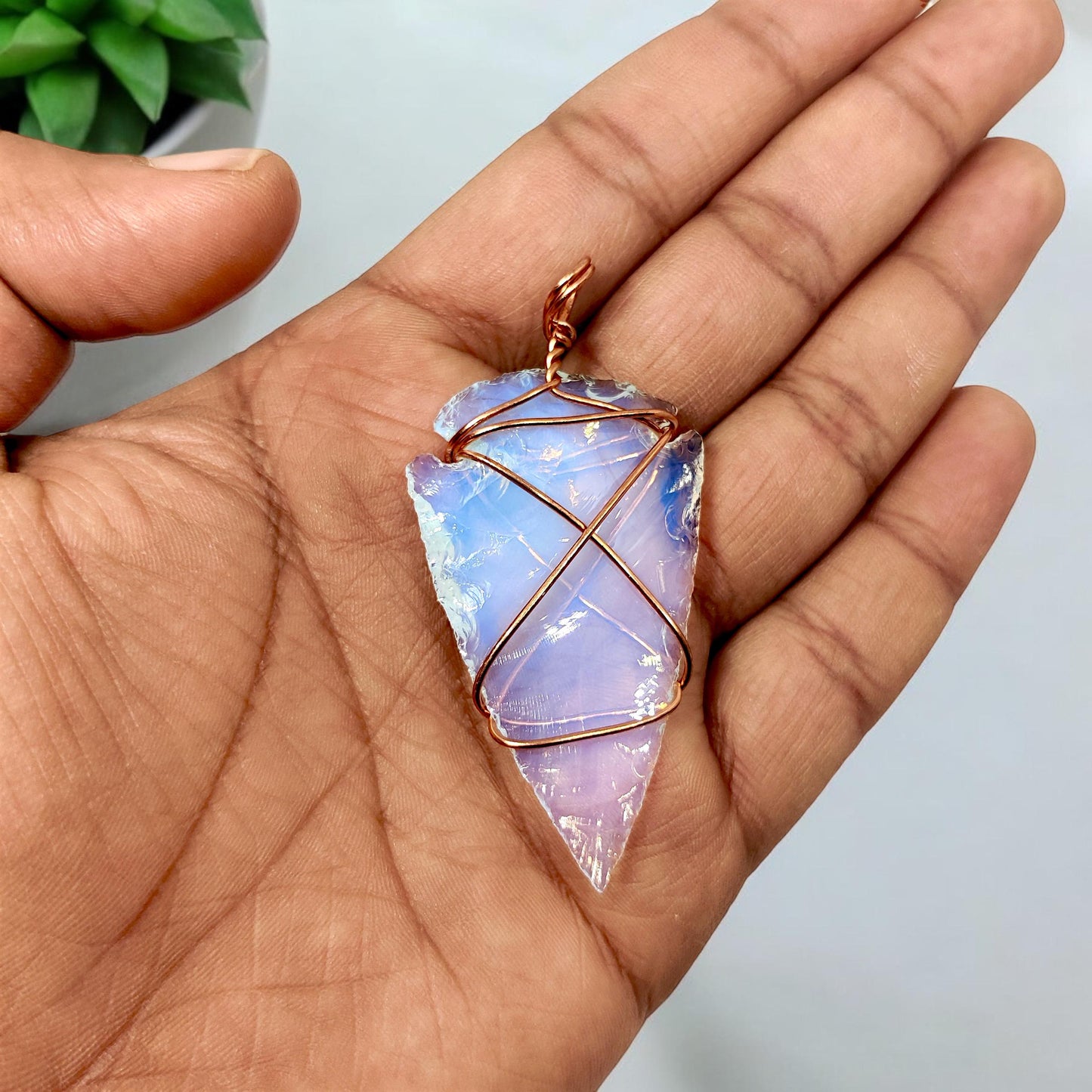 Opalite Arrowhead Necklace | Raw Crystal Pendant | Intuition Booster | Healing Stone Jewelry | Unique Gift | Opal | Opalite Gemstone Pendant