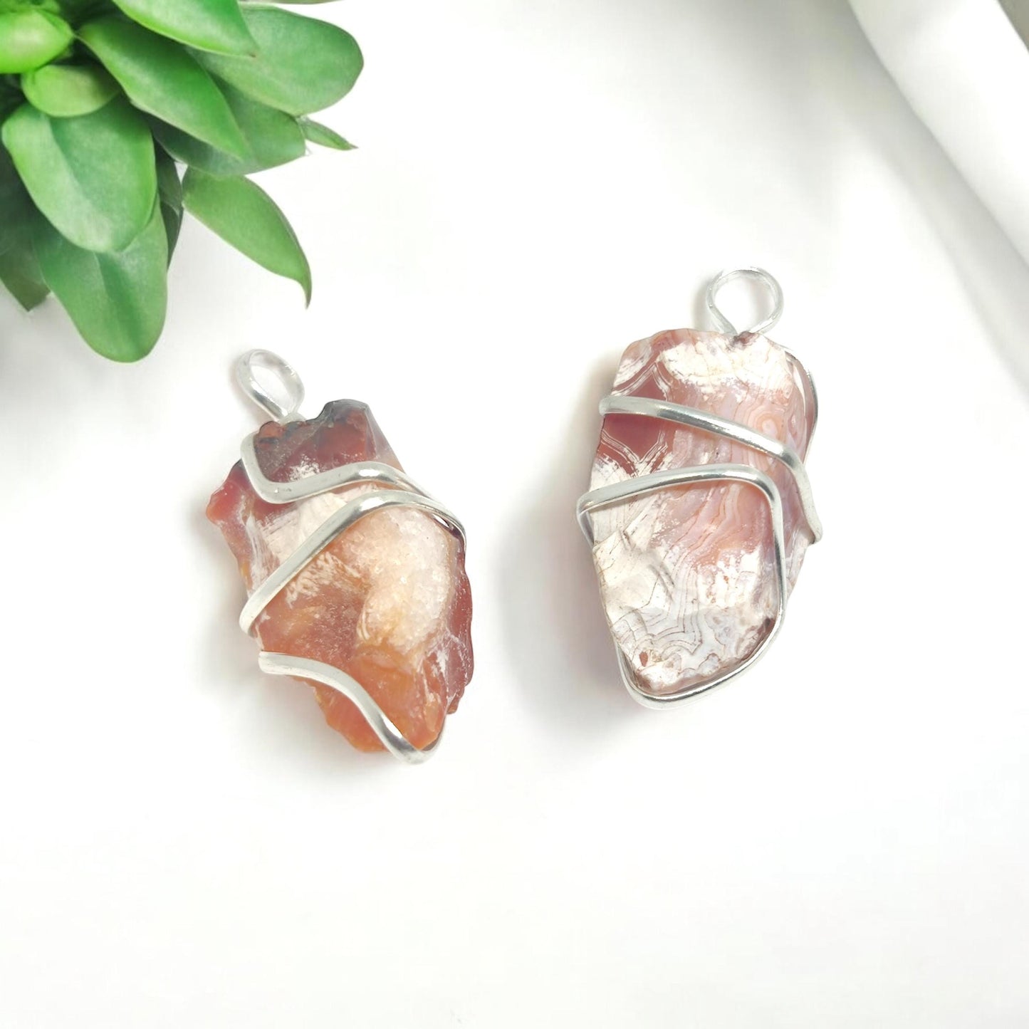 Red Banded Agate Pendant | Handmade Wire Wrapped Necklace | Healing Stone Jewelry | Grounding & Protection Crystal | The Crystal Cure