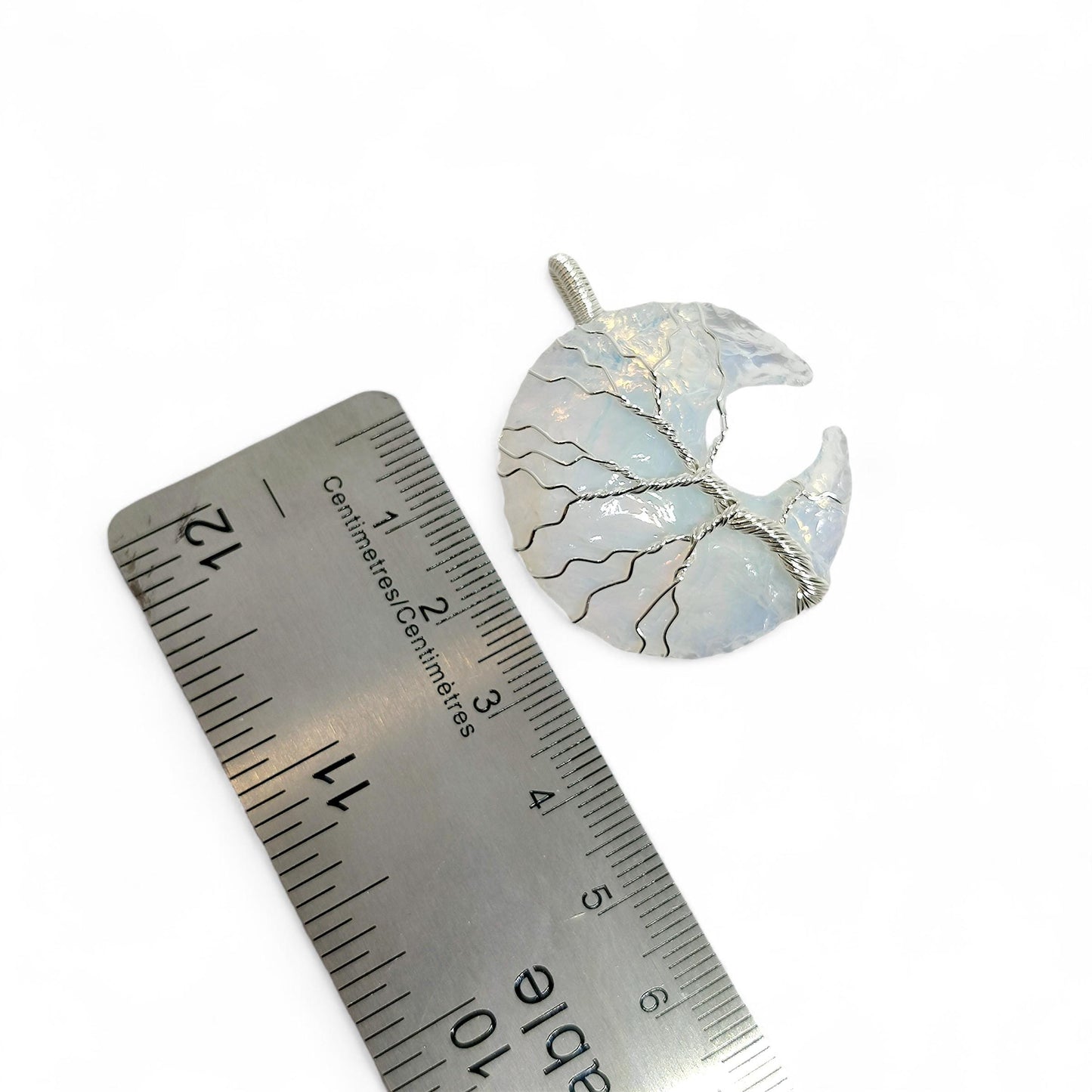 Opalite Moon Pendant | Tree of Life Wire Wrapped Necklace | Handmade Crystal Jewelry | Spiritual Gift | Gemstone Charm | Boho Accessory