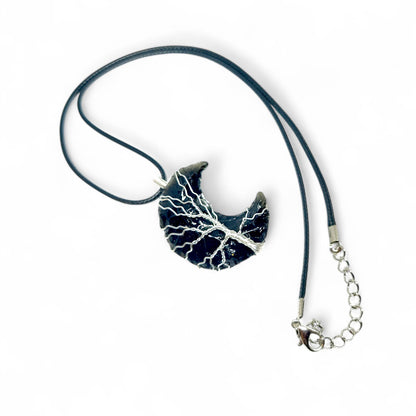 Black Obsidian Tree of Life Pendant | Wire Wrapped Crystal Necklace | Protection Amulet | Spiritual Jewelry | Handmade Gemstone Charm | Boho