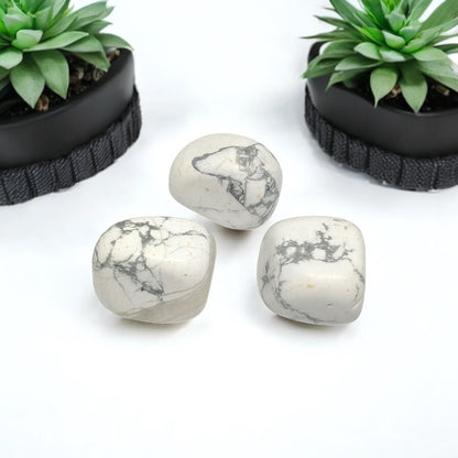 Howlite Tumbled Stones | Small Calming Crystals for Anxiety Relief | White Healing Gemstones | Meditation, Reiki, Chakra Balancing | TCC