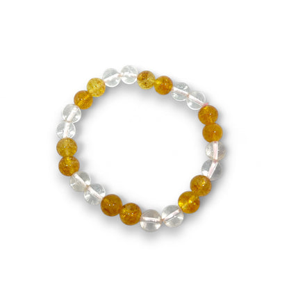 Natural Citrine and Clear Quartz Bracelet | Abundance & Clarity | Energy Amplifier | Stretch Fit