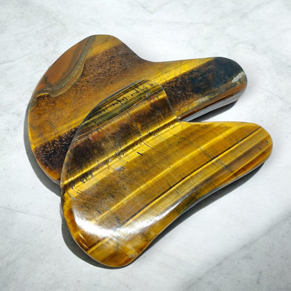 Tiger's Eye Gua Sha Tool | Natural Crystal Facial Massage Stone | Ancient Chinese Skincare | Anxiety Relief | Circulation Booster | Gift