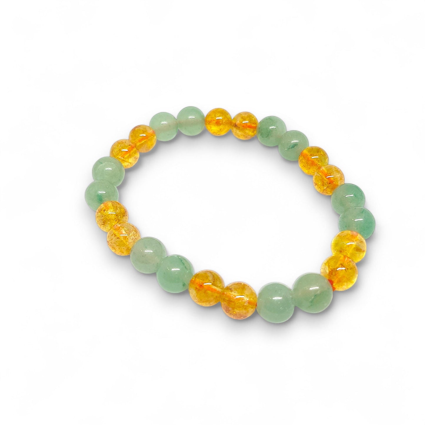 Green Aventurine and Citrine Bracelet | Prosperity & Luck | Natural Healing Stones | Stretch Fit