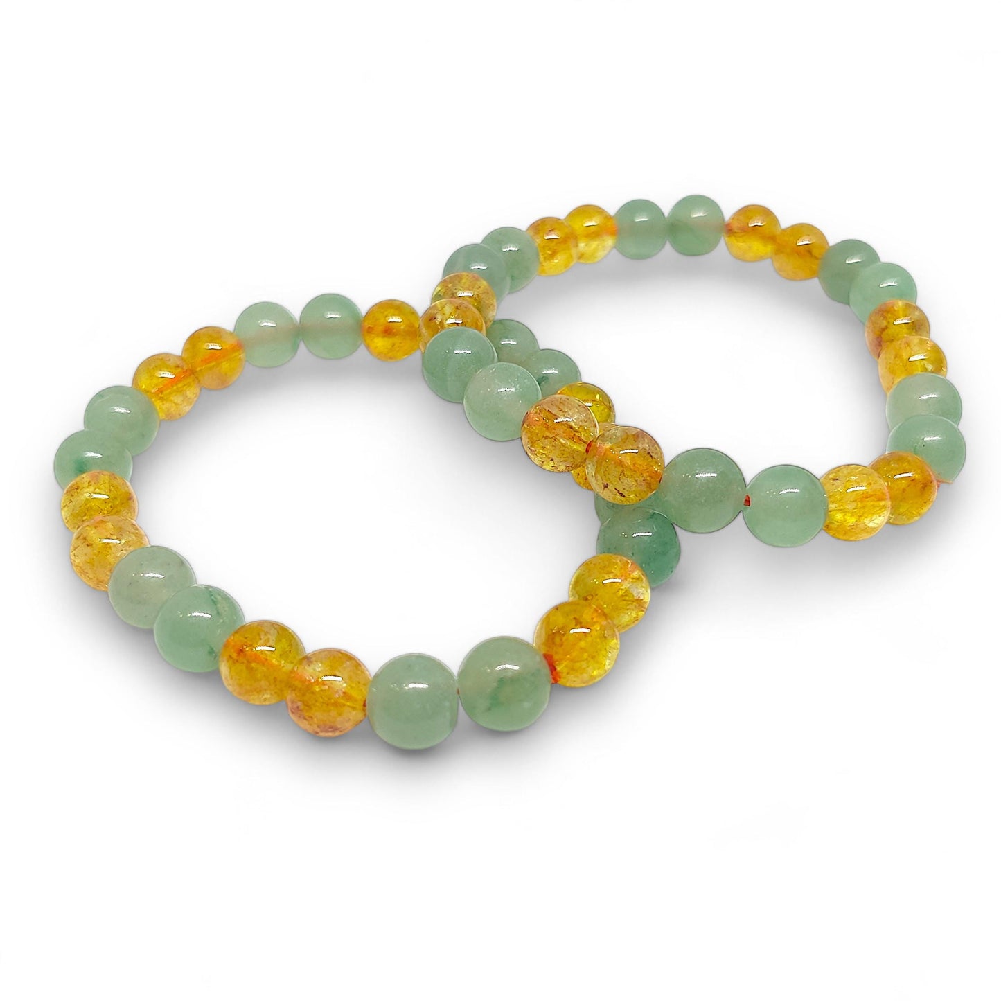 Green Aventurine and Citrine Bracelet | Prosperity & Luck | Natural Healing Stones | Stretch Fit