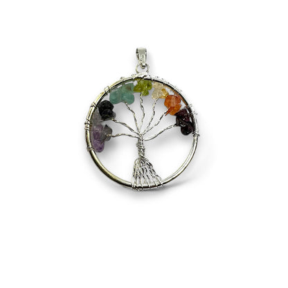 Seven Chakra Tree of Life Pendant Necklace | Healing Crystal Jewelry | Handmade Spiritual Gift | Reiki Energy Balancing | Meditation