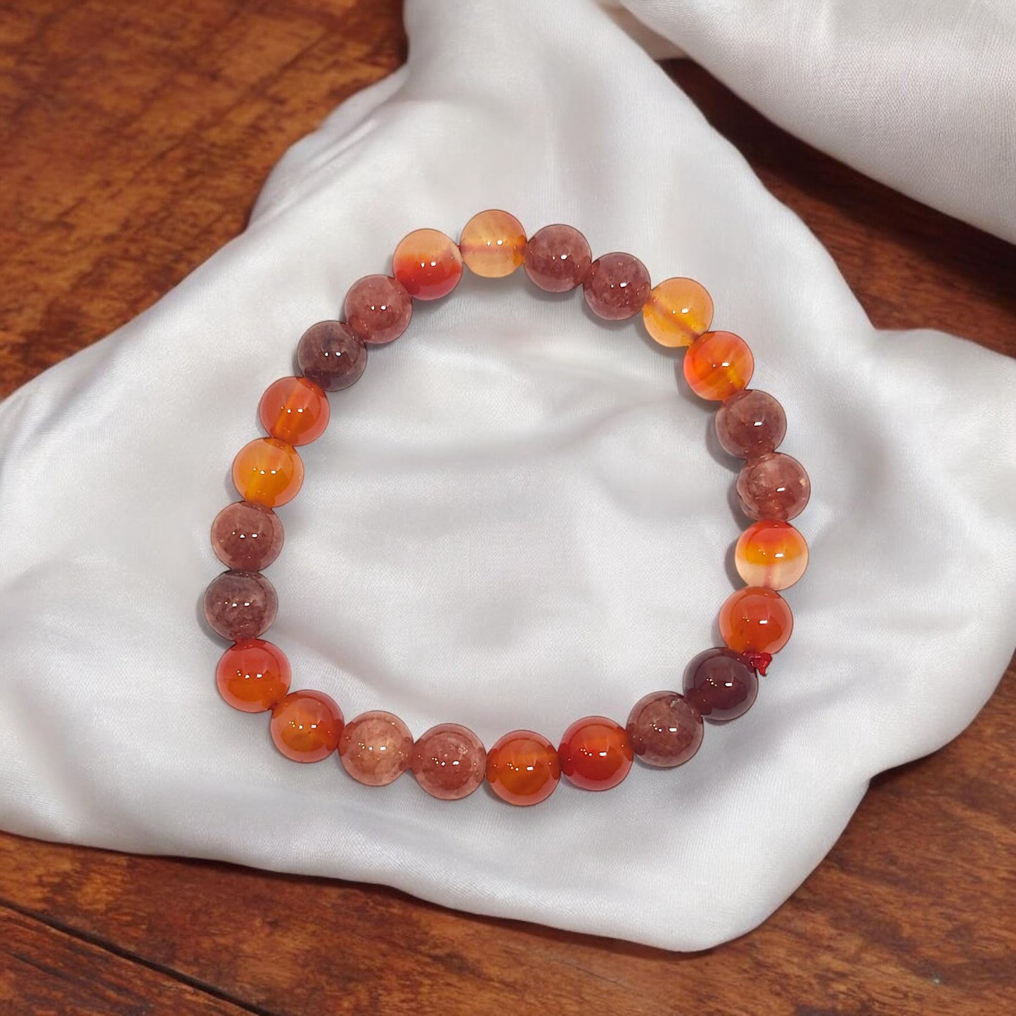 Sunstone and Carnelian Bracelet | Healing Crystal Jewelry for Energy & Vitality | Handmade Gemstone Accessory