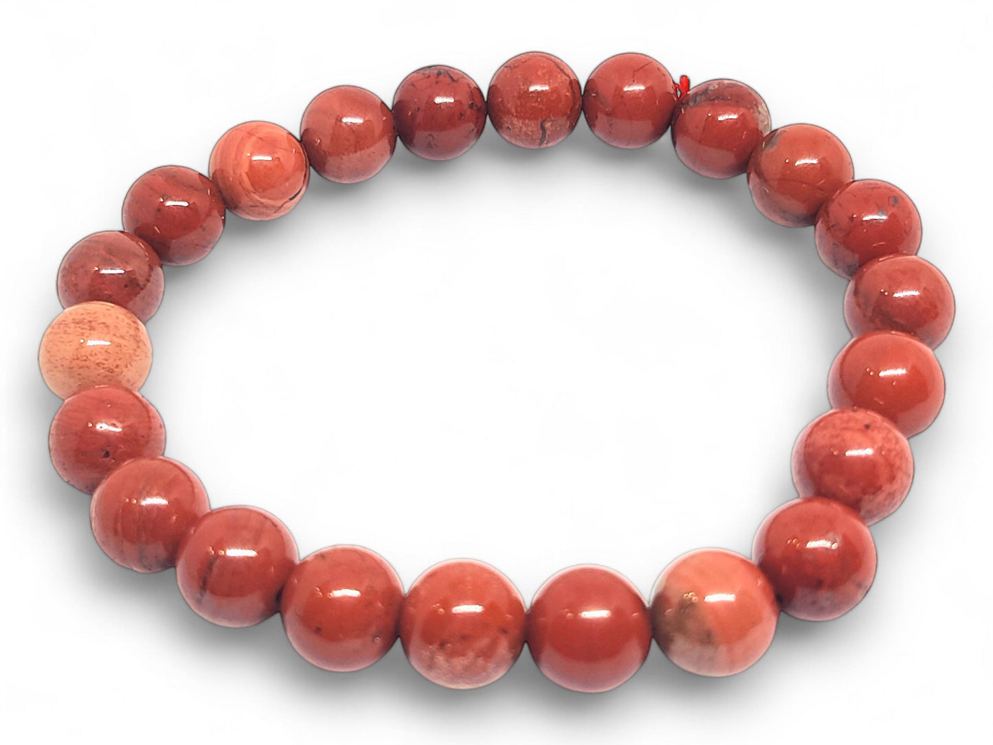 Red Jasper Bracelet | Natural Grounding Stone | Strength & Vitality | Adjustable Stretch Fit