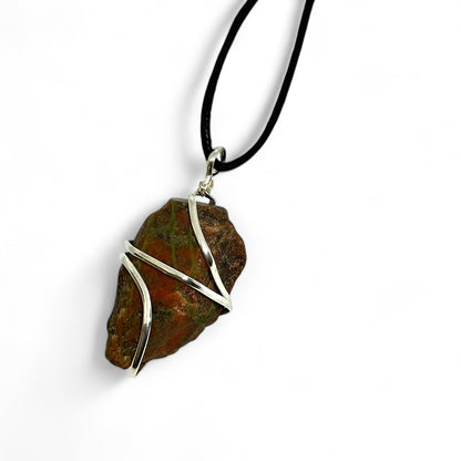 Fancy Jasper Wire Wrapped Pendant | Natural Stone Necklace | Healing Crystal Jewelry