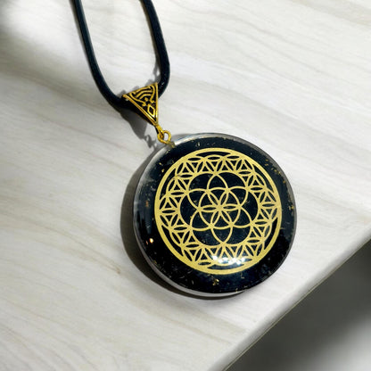 Black Tourmaline Orgonite Pendant | Tree of Life Necklace | EMF Protection | Grounding Stone | Healing Crystal Jewelry | Spiritual Amulet