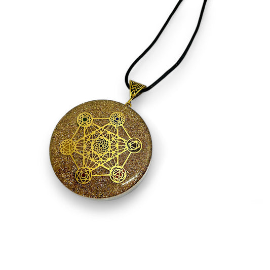 Seven Chakra Orgonite Pendant Necklace | Handmade Energy Balancing Jewelry | Reiki Charged EMF Protection | Metatron's Cube Design