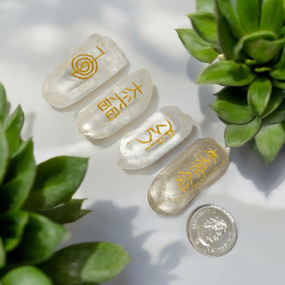 Natural Clear Quartz USUI Reiki Healing Set | Chakra Balancing, Energy Cleansing, and Spiritual Healing | Perfect for Reiki Practitioners