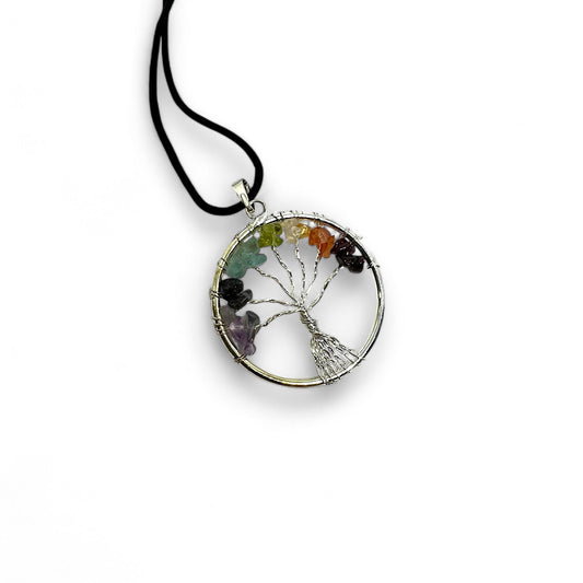 Seven Chakra Tree of Life Pendant Necklace | Healing Crystal Jewelry | Handmade Spiritual Gift | Reiki Energy Balancing | Meditation