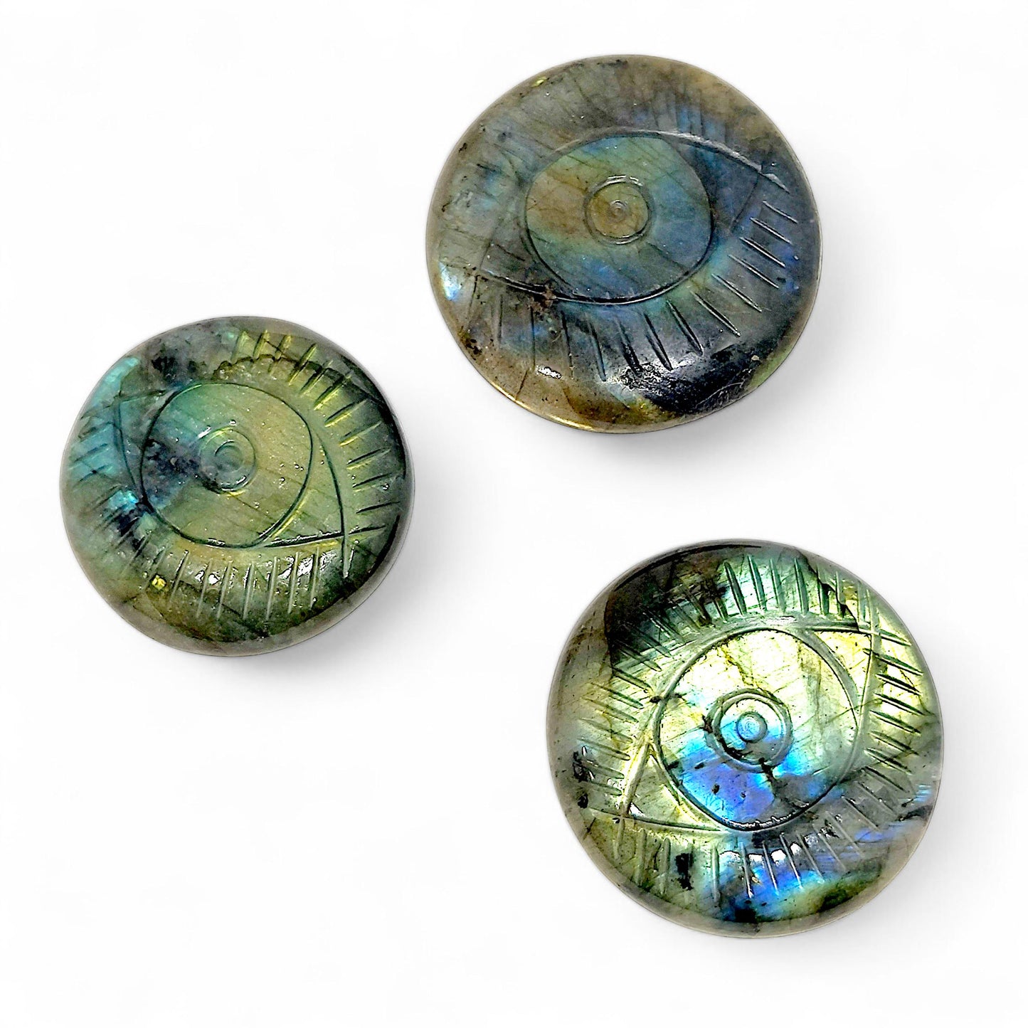 Flashy Labradorite Evil Eye Carved Bead | Protection Charm | Healing Crystal Jewelry Making | Unique Gift | Metaphysical Stone | Spiritual