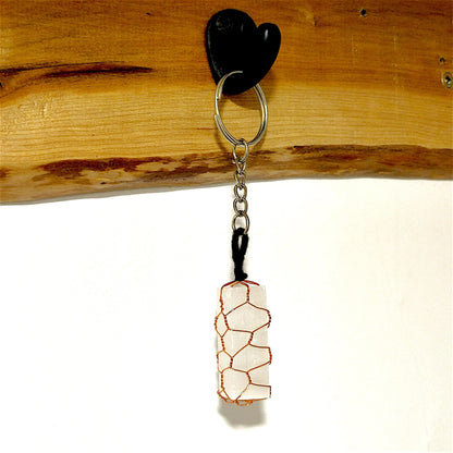 Selenite Crystal Keychain | Crystal Healing Keyring | Handmade Gemstone Accessory | Spiritual Gift | Natural Stone Decor | Unique Jewelry