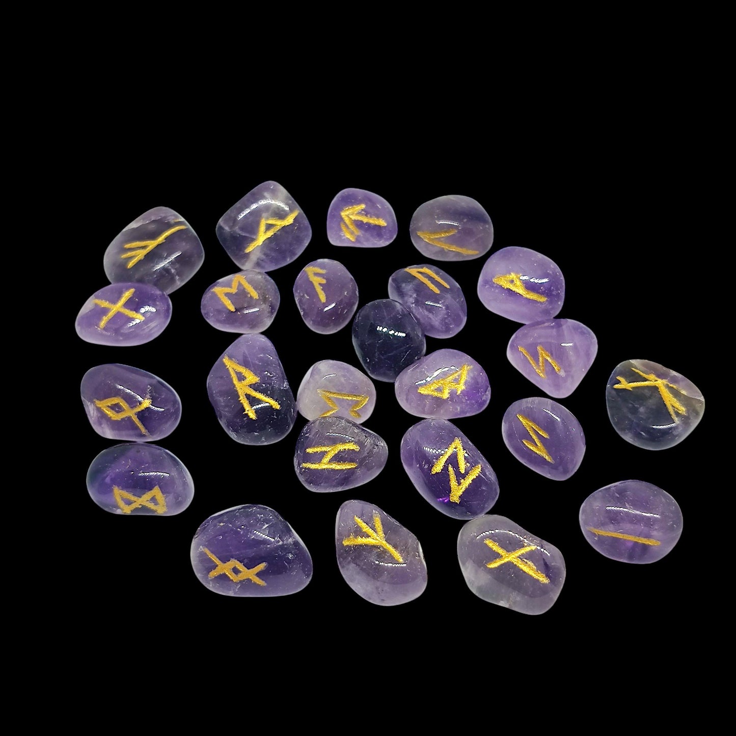 Amethyst Rune Stones Set | 25 Elder Futhark Runes | AAA Grade Crystal Divination Tools | Spiritual Gift