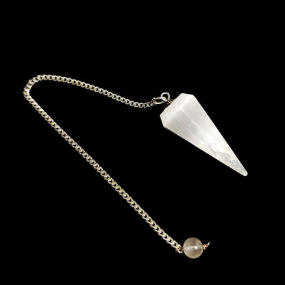 Selenite Faceted Pendulum | Crystal Dowsing Tool | Divination Instrument | Healing Stone | Meditation Aid | Spiritual Gift | Reiki Energy