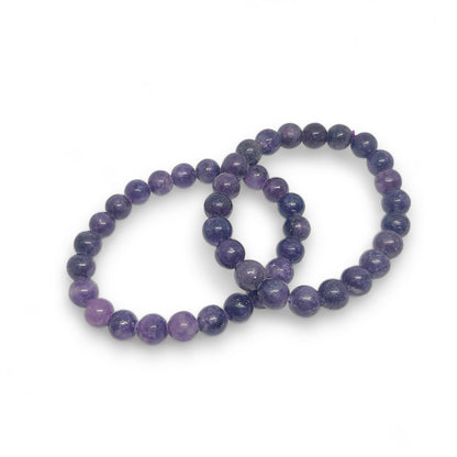 Lepidolite Bracelet | Natural Stress Relief Crystal | Emotional Balance | Adjustable Stretch Fit