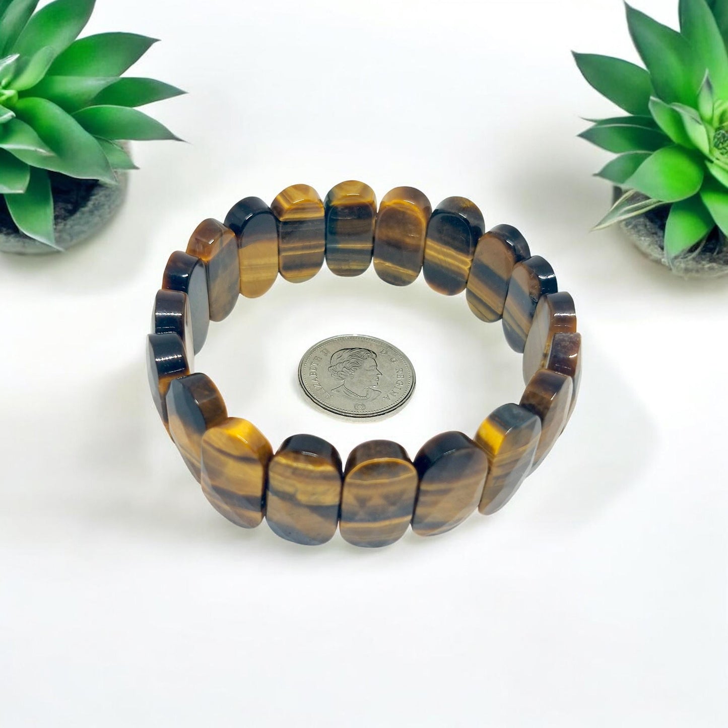 Yellow Tiger's Eye Bracelet - Oval Faceted Beads - Healing Crystal Jewelry - Handmade Adjustable Bracelet - Spiritual Gift for Women & Men