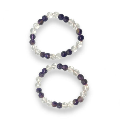 Amethyst & Clear Quartz Bracelet | Spiritual Growth | Stress Relief | Energy Amplifier | Healing Crystals