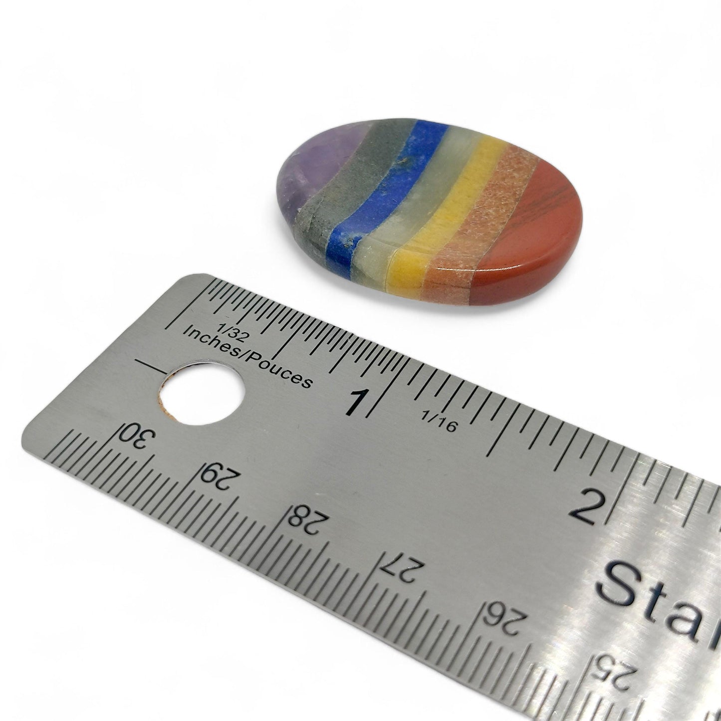 Seven Chakra Worry Stone | Oval Shaped Anxiety Relief Crystal | Chakra Balancing Palm Stone | Meditation & Healing Tool | Reiki Energy Thumb