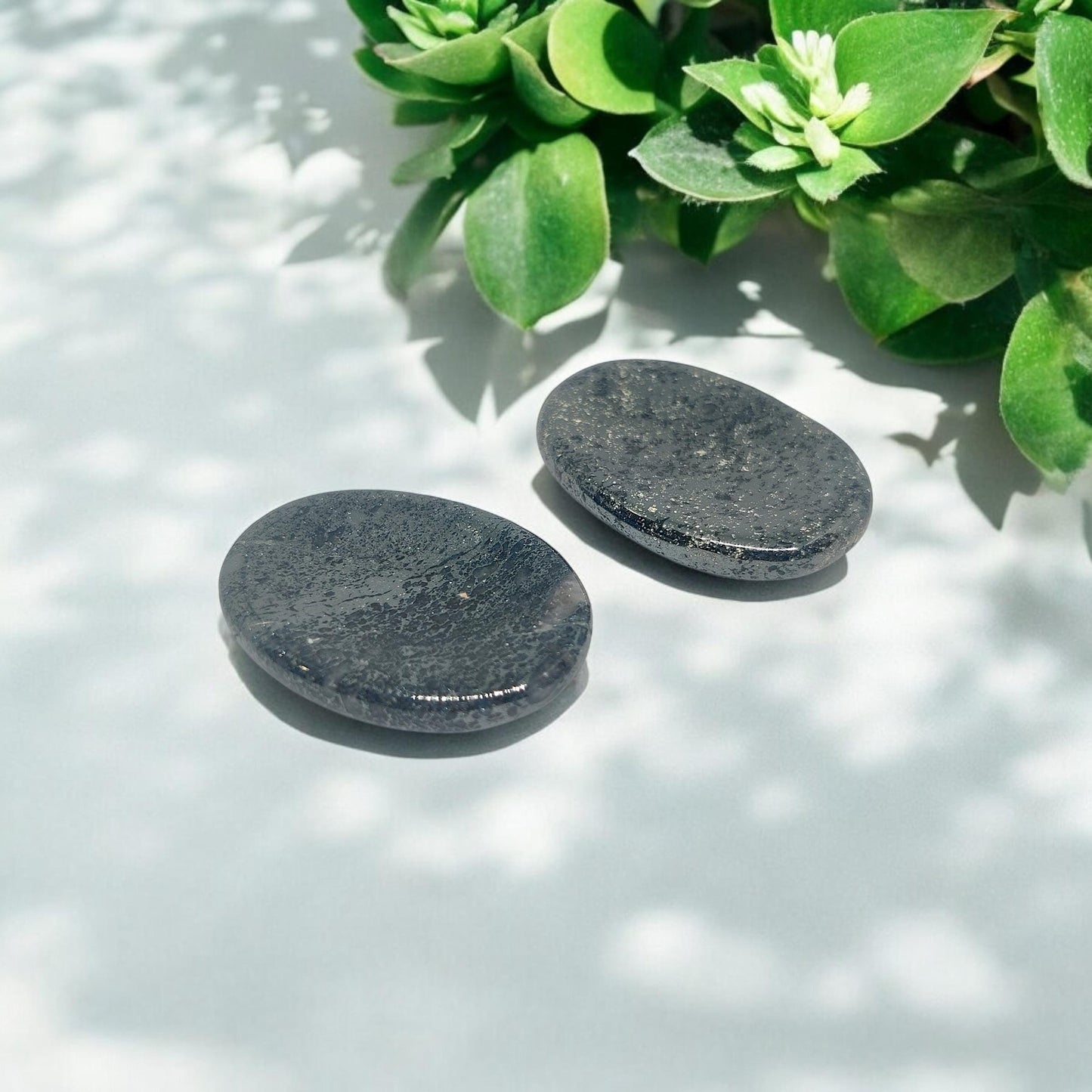 Hematite Worry Stone | Hand Polished Anxiety Relief Crystal | Grounding Palm Stone | Stress Relief Fidget Tool | EMF Protection | Thumb