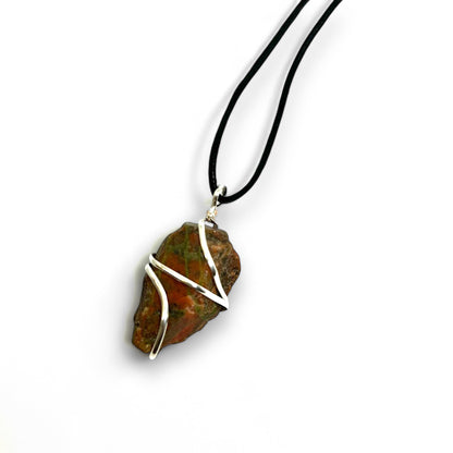 Fancy Jasper Wire Wrapped Pendant | Natural Stone Necklace | Healing Crystal Jewelry