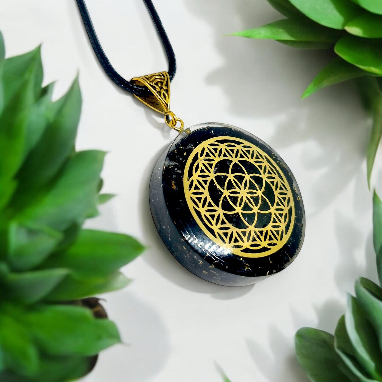 Black Tourmaline Orgonite Pendant | Tree of Life Necklace | EMF Protection | Grounding Stone | Healing Crystal Jewelry | Spiritual Amulet