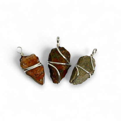 Fancy Jasper Wire Wrapped Pendant | Natural Stone Necklace | Healing Crystal Jewelry