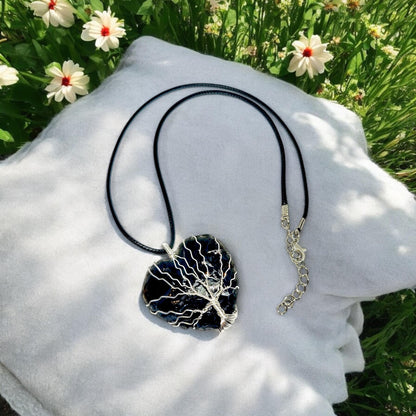 Raw Black Obsidian Heart Pendant | Wire Wrapped Crystal Necklace | Protection Amulet | Spiritual Jewelry | Handmade Gemstone Charm | Gift