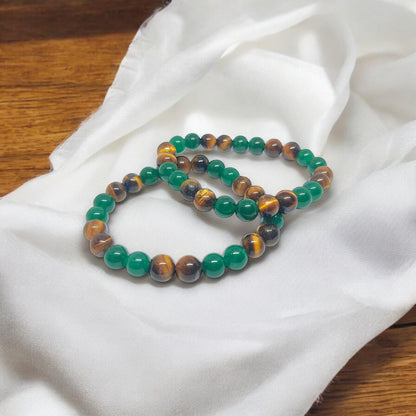 Green Aventurine and Tiger's Eye Bracelet | Wealth & Protection | Abundance Magnet | Healing Crystals