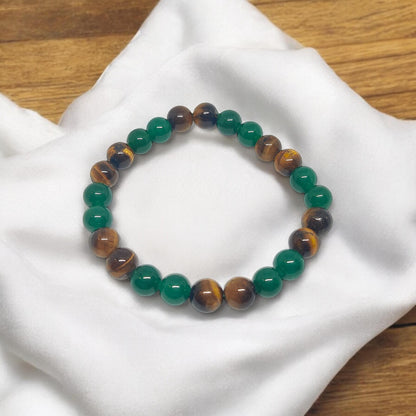 Green Aventurine and Tiger's Eye Bracelet | Wealth & Protection | Abundance Magnet | Healing Crystals