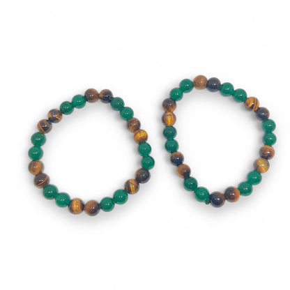 Green Aventurine and Tiger's Eye Bracelet | Wealth & Protection | Abundance Magnet | Healing Crystals