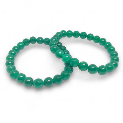 Green Jade Bracelet | Natural Healing Crystal | Luck & Prosperity | Adjustable Stretch Fit